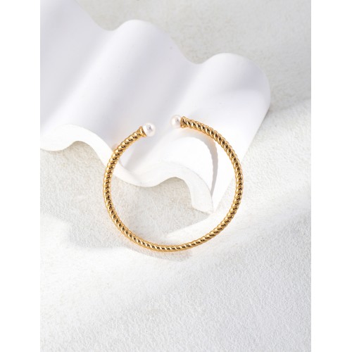 Pure Silver Spiral Pearl Bangle