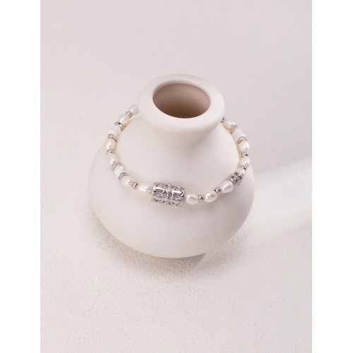 Pure Silver Zircon Agate Bracelet