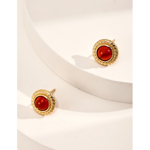 Palace-style Pure Silver Agate Earrings