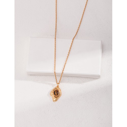 Pure silver tiger's eye necklace